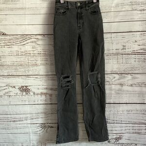 Hollister Black Distressed Straight Leg Jeans